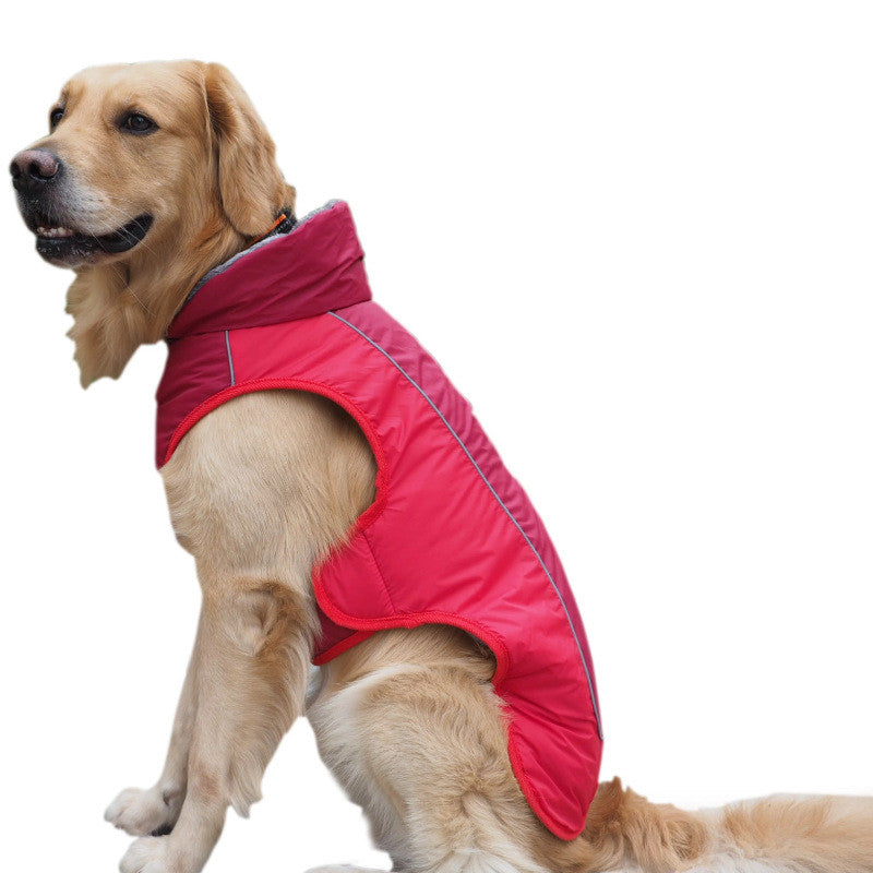 Chaqueta Acolchada Algodon Reflectante Impermeable con Cuello de Piel para Mascotas