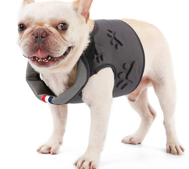 Ejemplo en perspectiva de chaleco arnés para perro en color negro