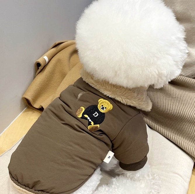 Chaqueta Gruesa y Cálida para Perro Gato Mascotas Versiones Argolla Tracción y Agujero de Paso