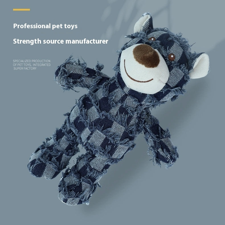 Detalle juguete osito de peluche para perro color gris oscuro