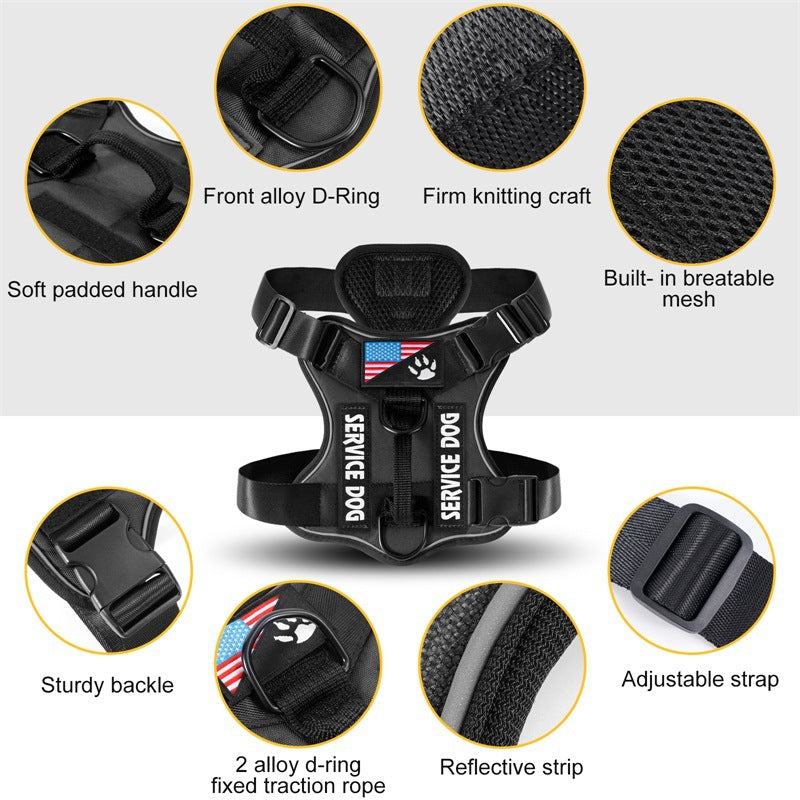 Arnés Correa de Pecho Táctica Reflectante para Perro Mascota