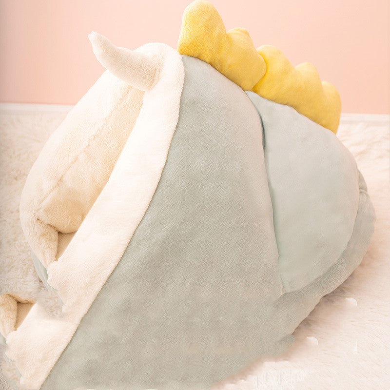 Cama Semicerrada con Cojín Diseño Abeja Dinosaurio para Gato Perro