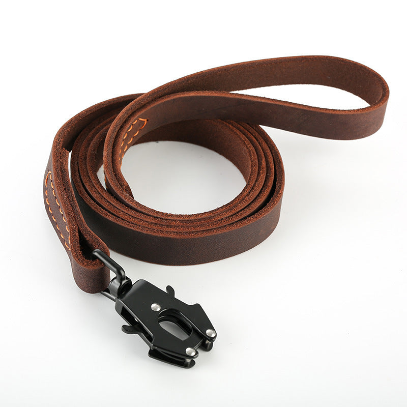 Correa de Piel Vacuna con Hebilla Liberación Rápida Sujeción Perro Mascota.