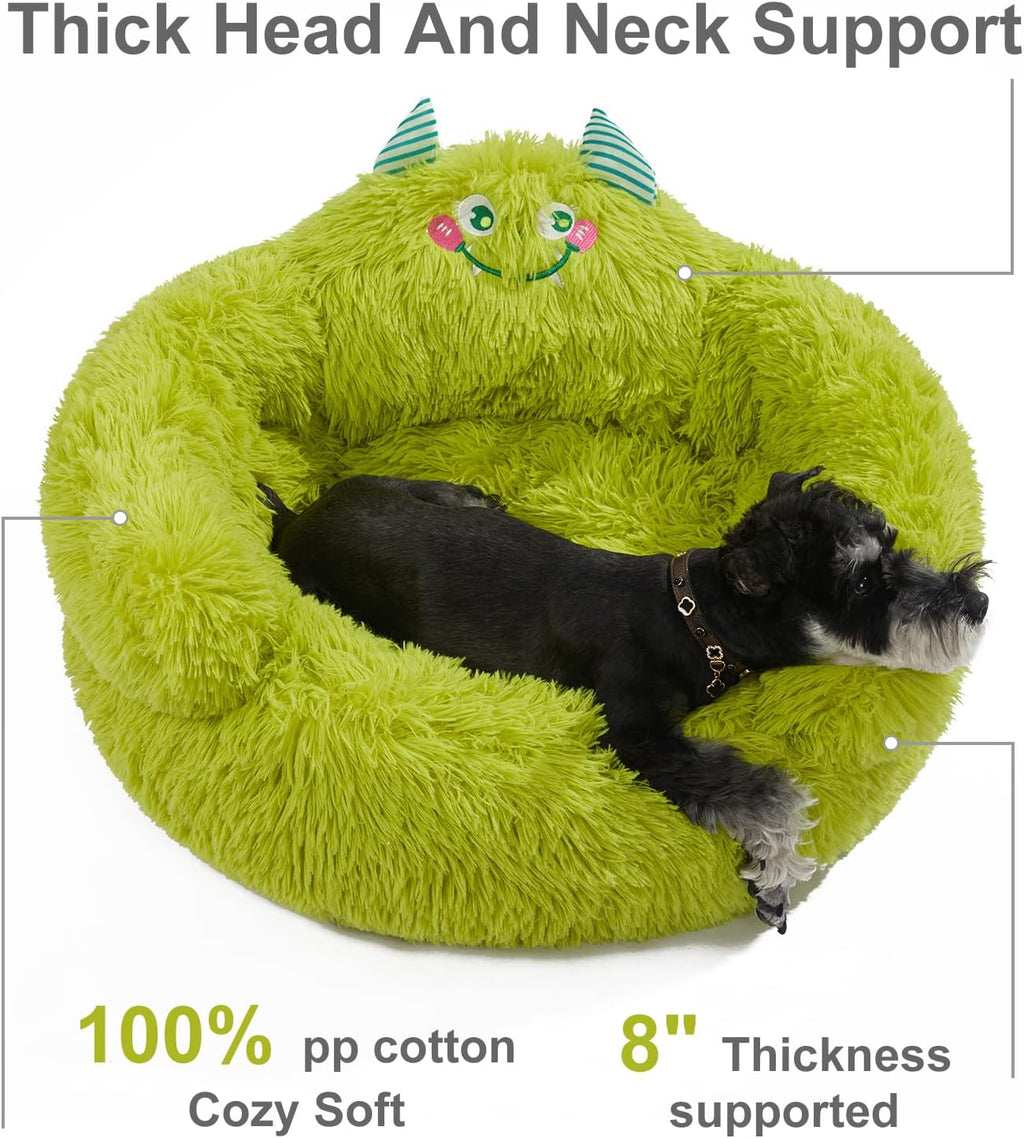 Cama Relajante para Perro y gato con Respaldo Alto y Forma de Donut.