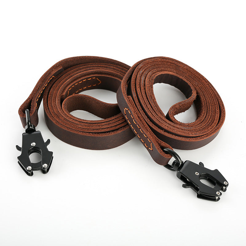 Correa de Piel Vacuna con Hebilla Liberación Rápida Sujeción Perro Mascota.