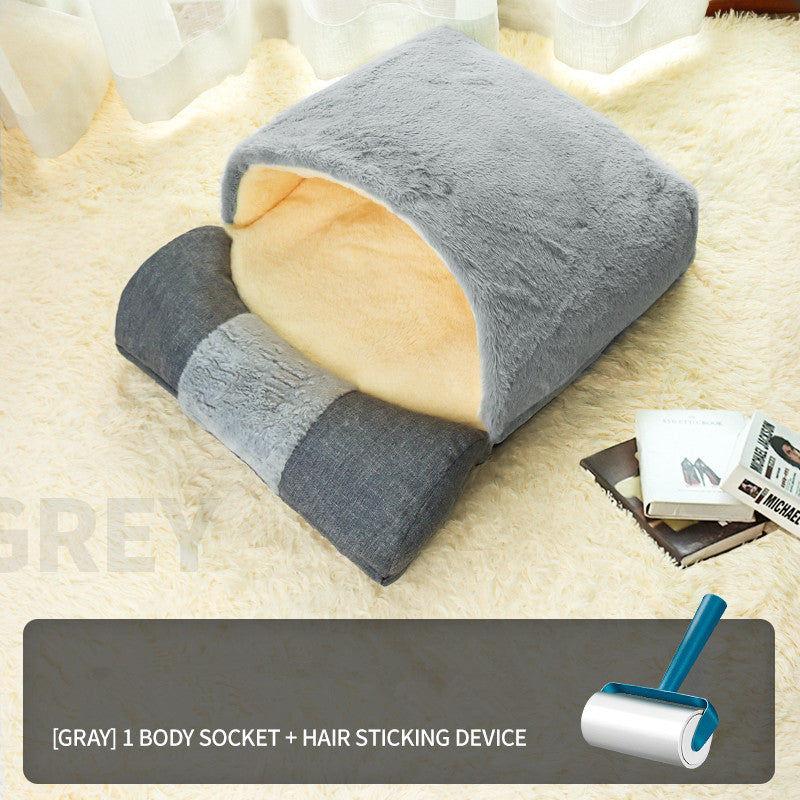 Cama Semicerrada Cuatro Estaciones para Perro Gato Mascotas