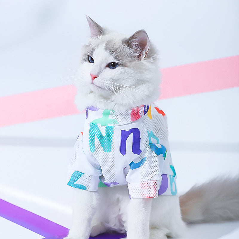 Ropa para Gato Bonito Chaleco Letras de Colores