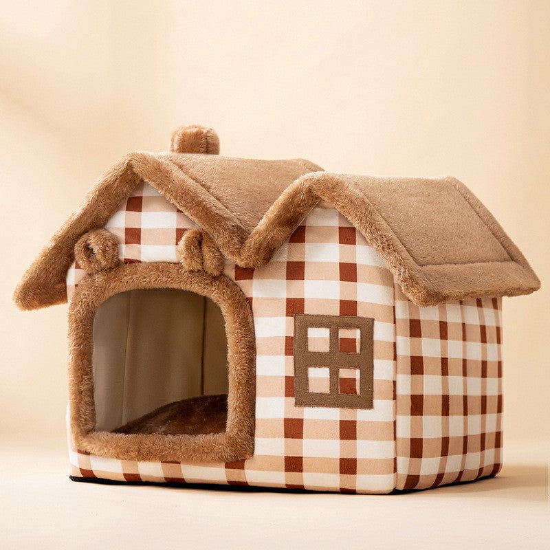 Caseta Felpa Plegable de Invierno para Perro Gato