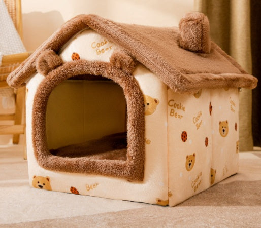 Caseta Felpa Plegable de Invierno para Perro Gato