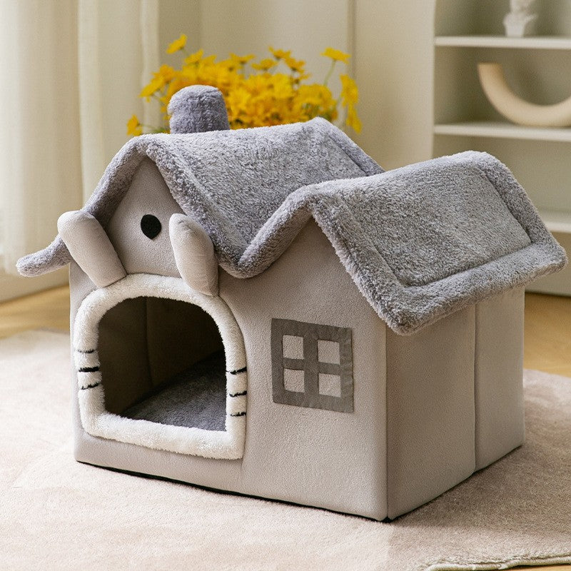 Caseta Felpa Plegable de Invierno para Perro Gato