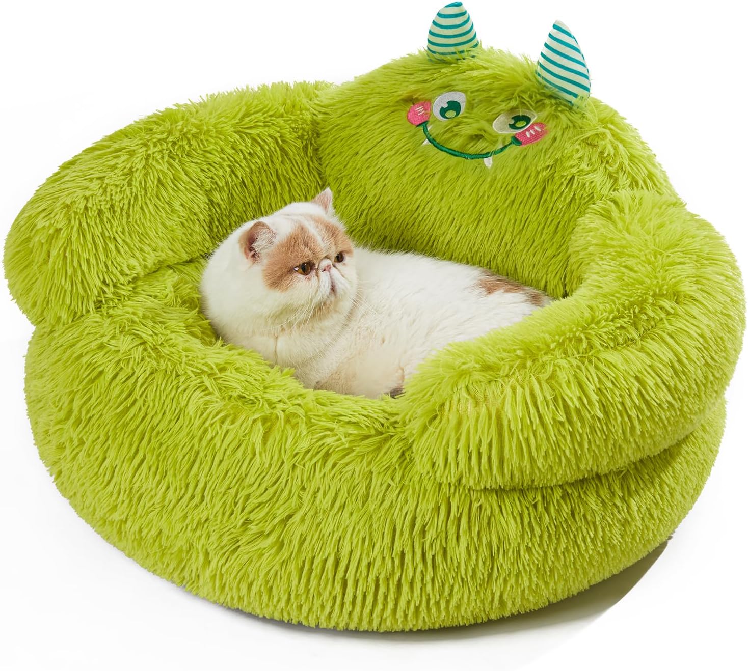 Cama Relajante para Perro y gato con Respaldo Alto y Forma de Donut.