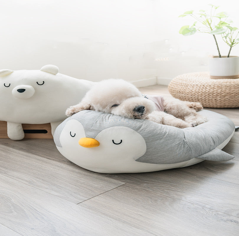 Cama Forma Oso Pingüino para Mascota Perro Gato Verano
