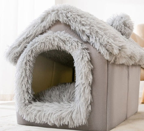Caseta Felpa Plegable de Invierno para Perro Gato