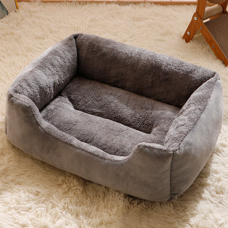 Cama de franela cálida para perro y gato color gris