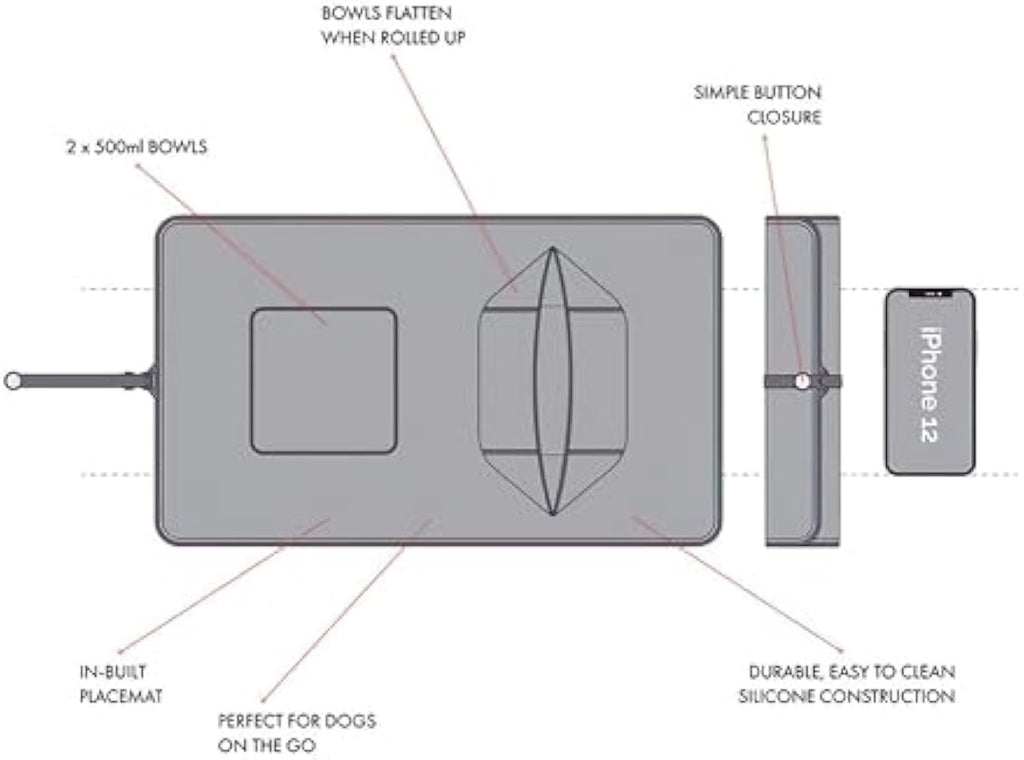 Comedero Portátil para Viaje Paseo de Silicona para Perro Gato Mascotas