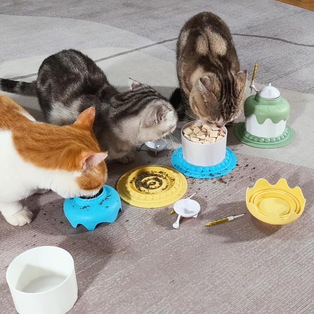 Tazón Multifuncional para Gato Forma Pastel de Cumpleaños