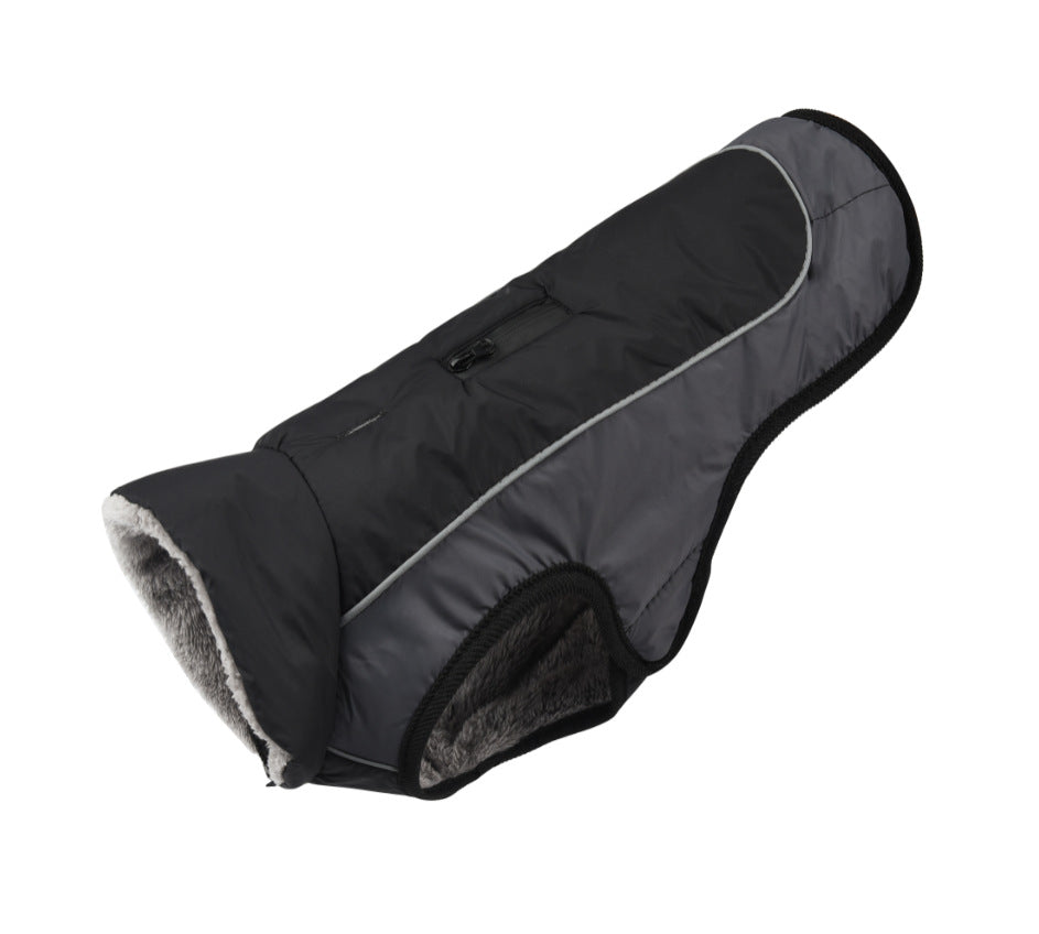 Chaqueta Acolchada Algodon Reflectante Impermeable con Cuello de Piel para Mascotas