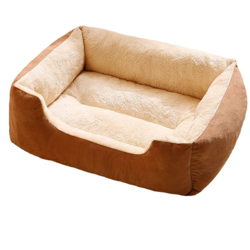 Cama de franela cálida para perro y gato color beige y marron