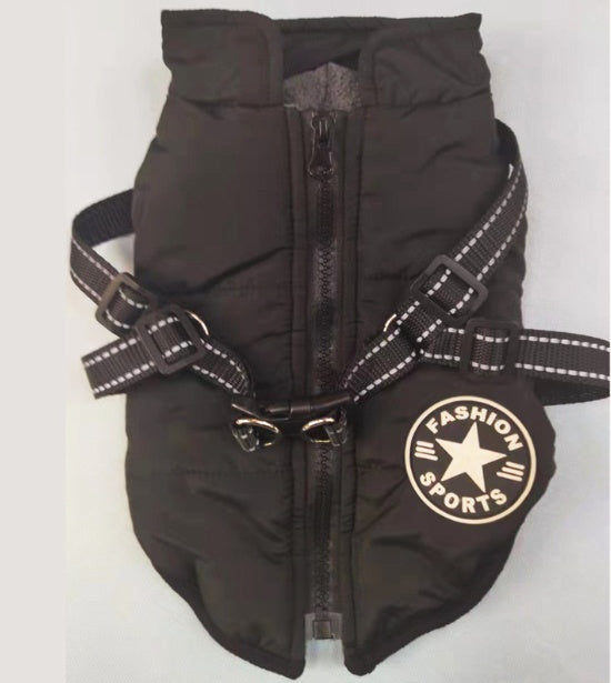 Ropa Chaqueta con Arnés Sencilla y Creativa de Otoño e Invierno para Mascota Perro
