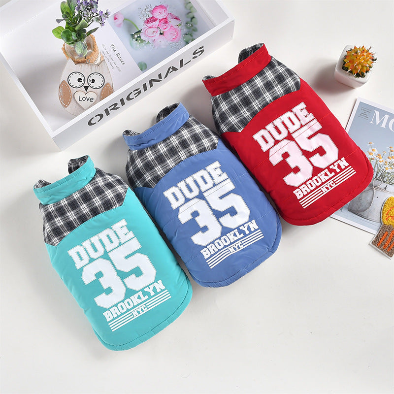 Variantes chaqueta elegante de algodón para perro vista trasera