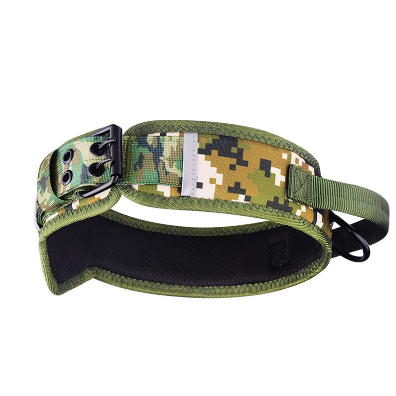 Collar táctico de nailon para perro color camo con asa de agarre