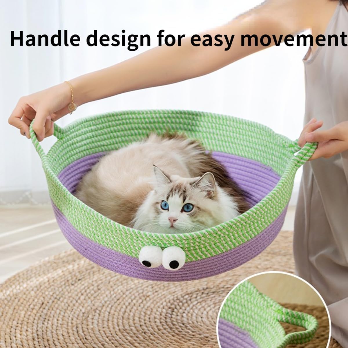 Cama Rascadora Redonda de Cuerda de Algodon Tejida para Gato