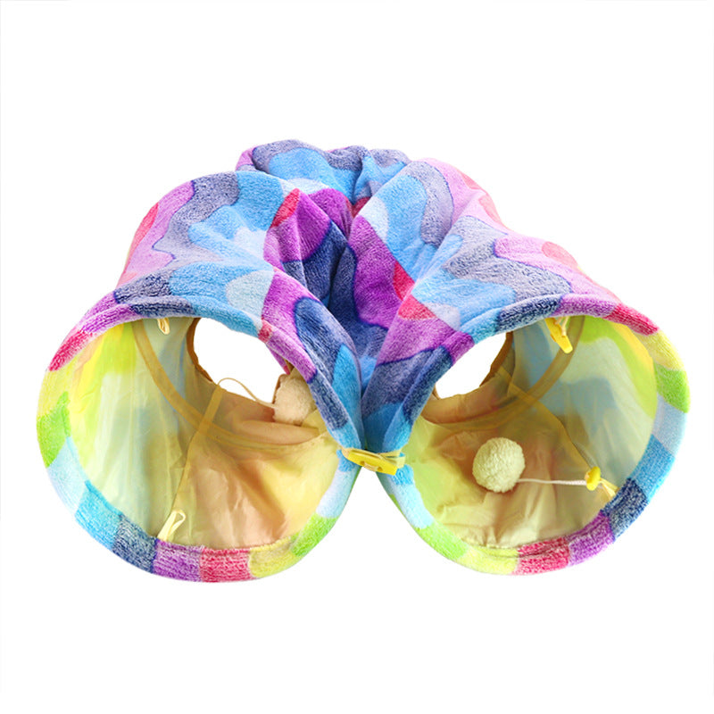 Túnel para Gatos Arcoíris, Tubo Resistente a los Arañazos y Plegable.