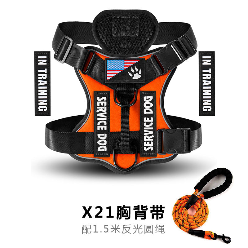 Arnés Correa de Pecho Táctica Reflectante para Perro Mascota