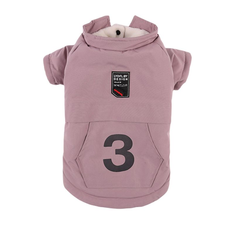 Abrigo de terciopelo para perro color rosa vista frontal