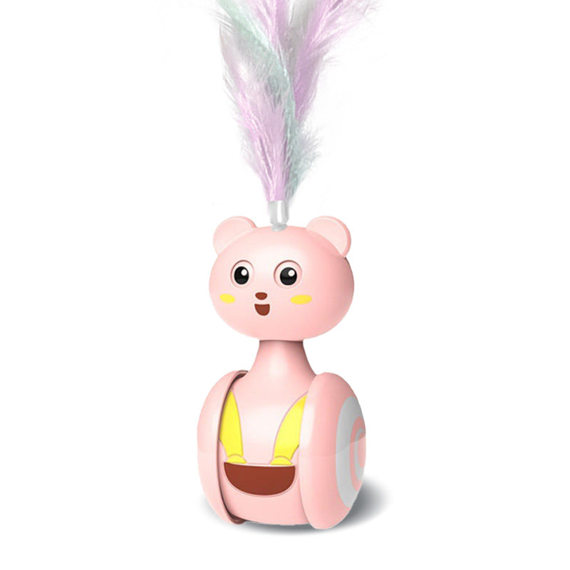 Juguete Moderno Oso con Pluma o Bolita Pollito con Pluma para Gato