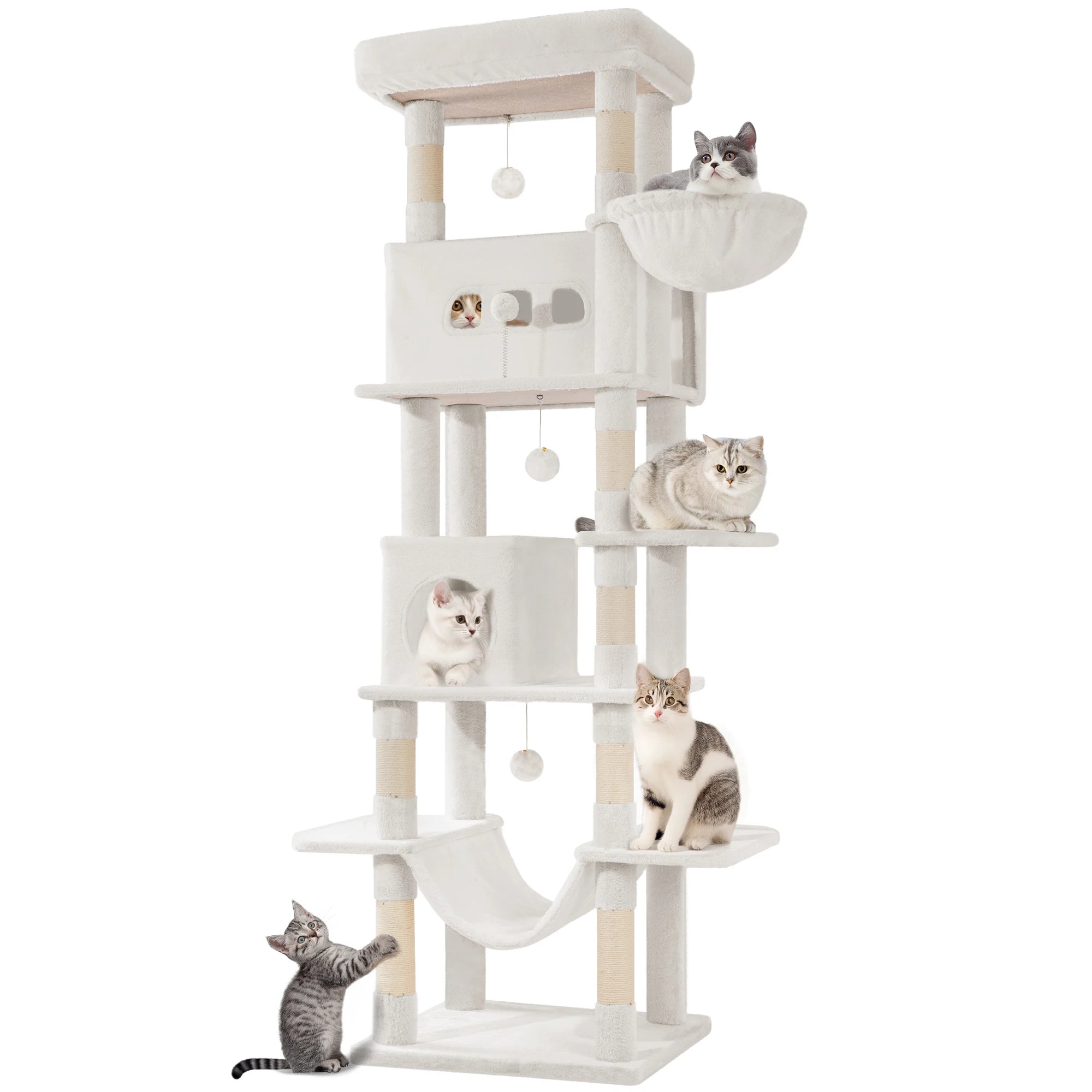 Árbol para gatos Hzuaneri de 210 cm, torre grande para gatos, varios niveles