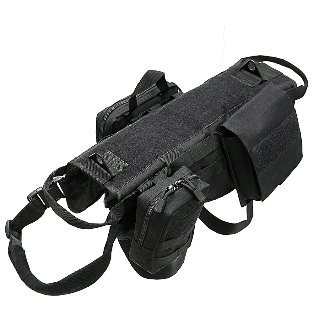 Arnés táctico grande para perros con bolsillos. Chaleco para mascotas. Arnés militar con asa. Apto para perros de servicio que no tiran. Ideal para paseos, entrenamiento y senderismo.