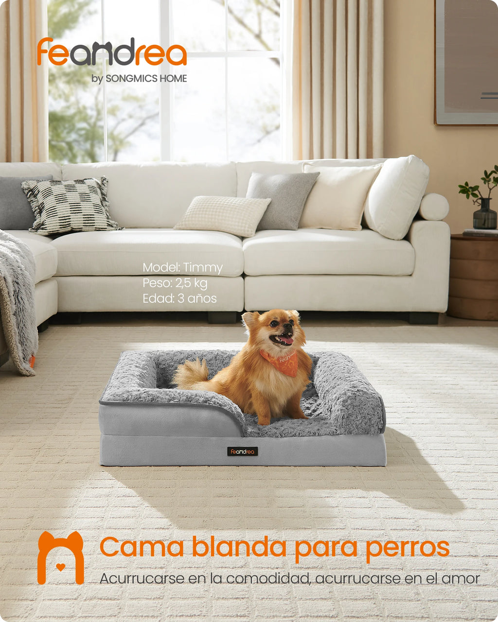 Cama ortopédica Feandrea para perros medianos, sofá cama de espuma viscoelástica para perros