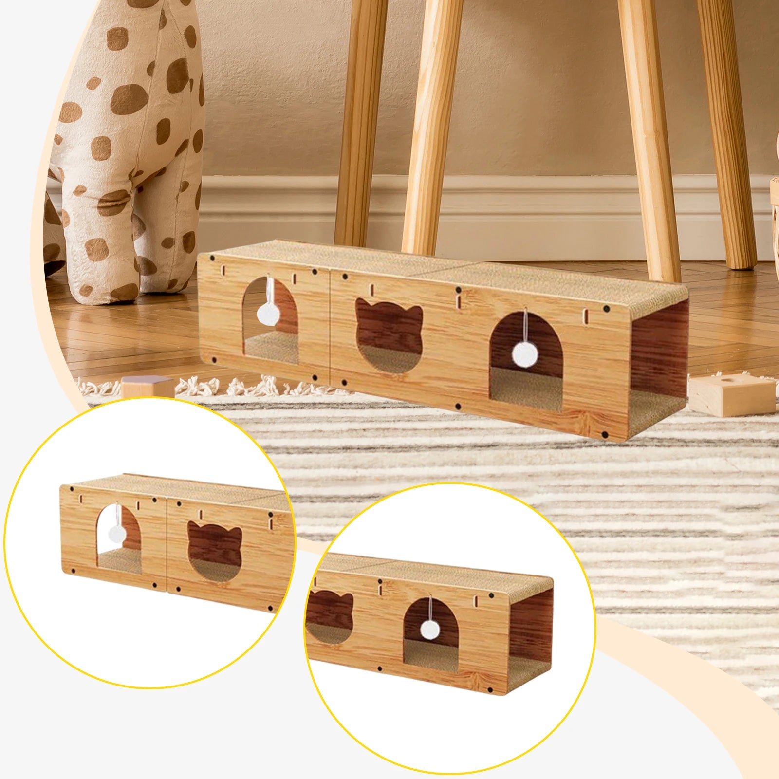Túnel para gatos, rascador, resistente, multiusos, ideal para regalar a gatitos. Juguete interactivo para gatos.