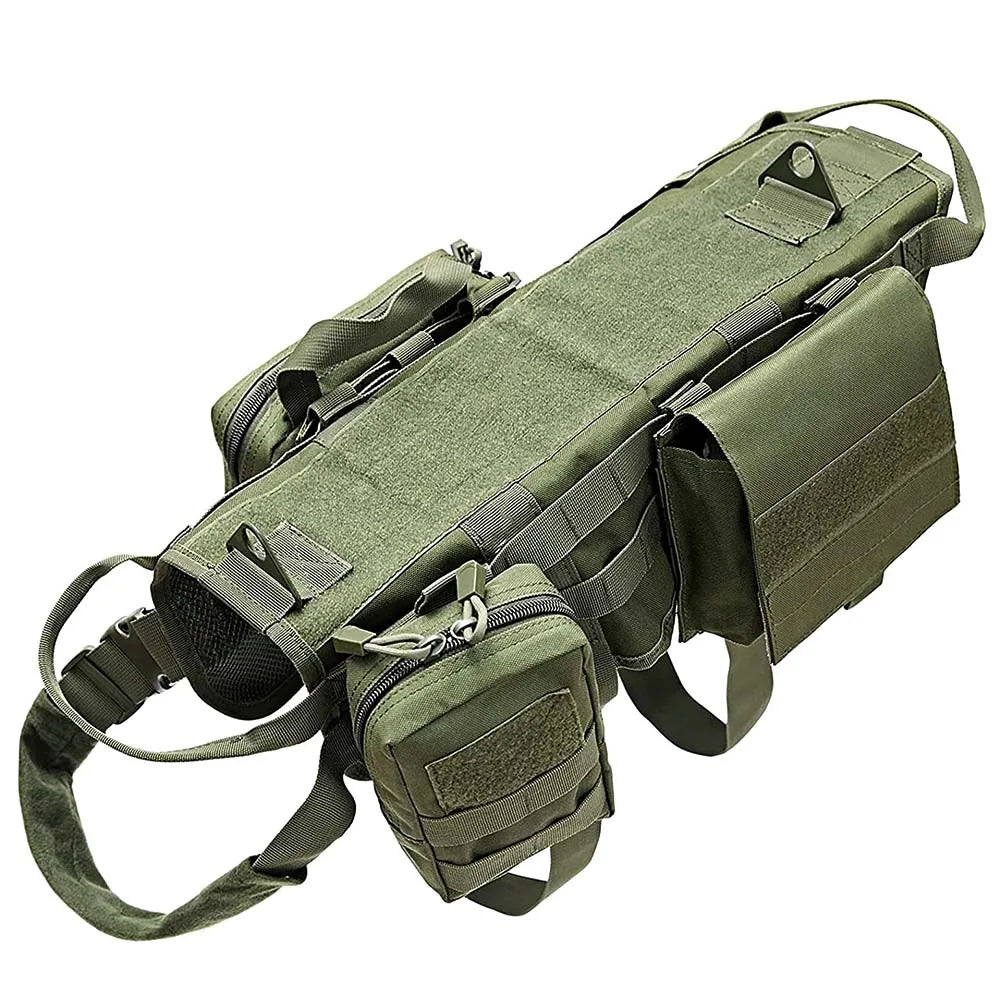 Arnés táctico grande para perros con bolsillos. Chaleco para mascotas. Arnés militar con asa. Apto para perros de servicio que no tiran. Ideal para paseos, entrenamiento y senderismo.