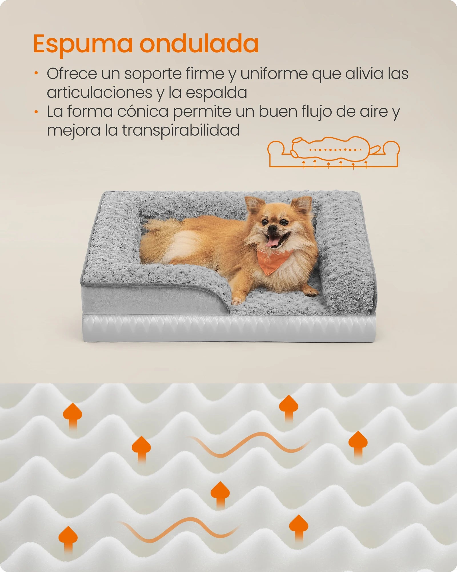 Cama ortopédica Feandrea para perros medianos, sofá cama de espuma viscoelástica para perros