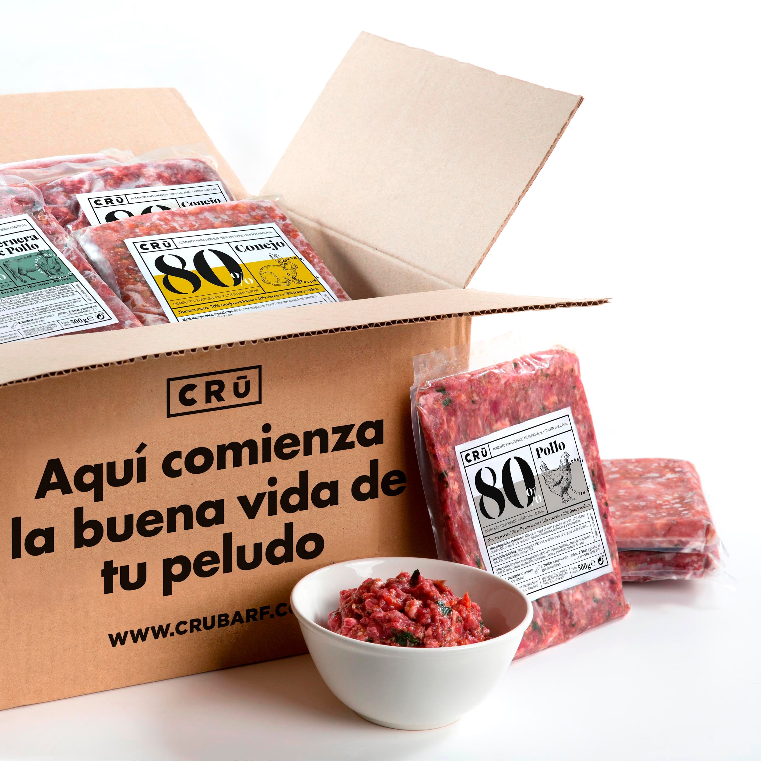Ultra CRU Box Menú de Dieta BARF para Perro 30 paquetes 500 Gramos