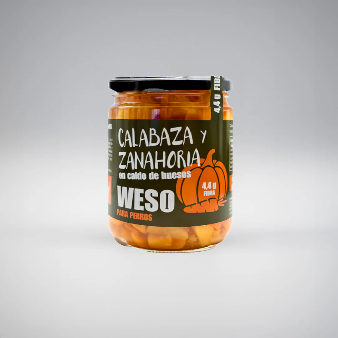Perro Gato Mascota Caldo de Huesos de Ternera con Calabaza y Zanahoria - Suplemento de Fibra