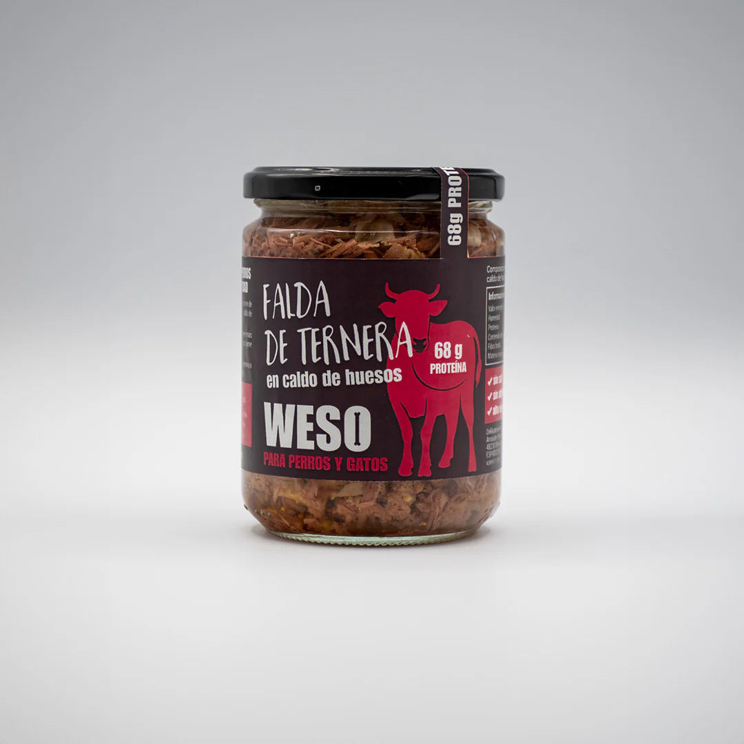 Perro y Gato Caldo de Huesos de Ternera con Falda Desmenuzada - Suplemento de Proteína