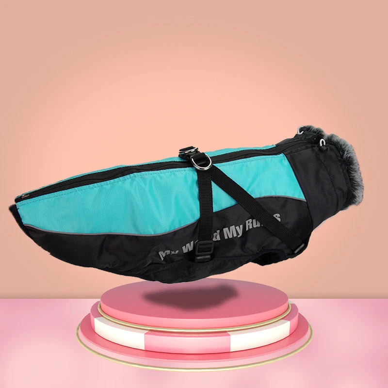 Ropa para perros grandes: Chaleco impermeable para perros grandes, chaqueta cálida de otoño e invierno con cuello de piel sintética, abrigo para mascotas para bulldog francés Wilma.