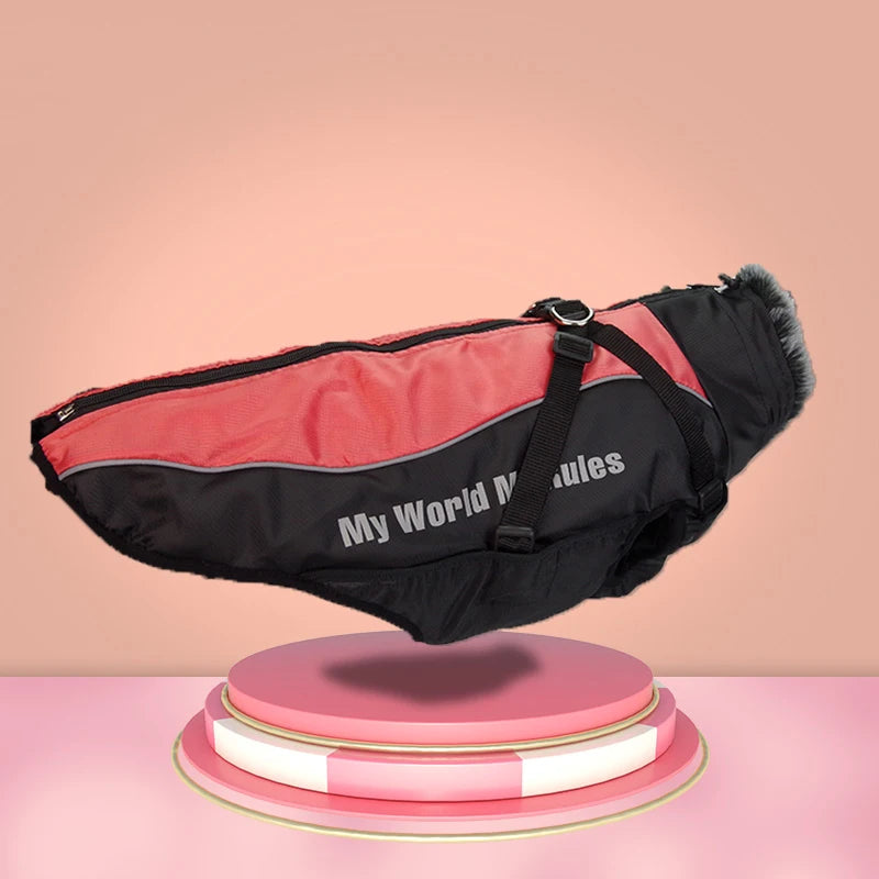 Ropa para perros grandes: Chaleco impermeable para perros grandes, chaqueta cálida de otoño e invierno con cuello de piel sintética, abrigo para mascotas para bulldog francés Wilma.
