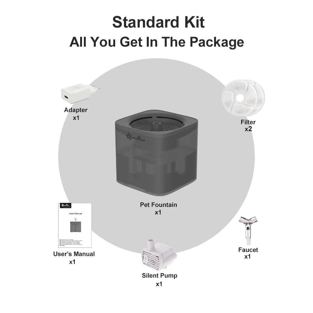 Fuente de agua automática de 2 litros para gatos, con filtro y dispensador. Bebedero inteligente para gatos, gatitos, cachorros y perros.