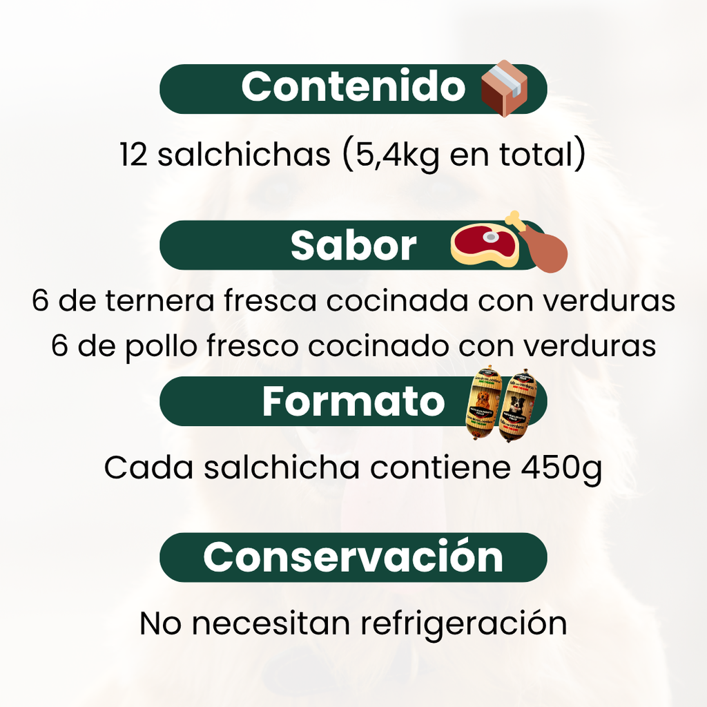 Menú x12 Perro - 5,4 Kg Mix de Pollo y Ternera Fresca con Verduras