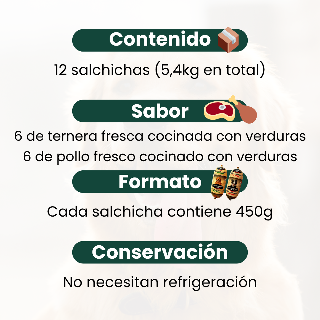 Menú x12 Perro - 5,4 Kg Mix de Pollo y Ternera Fresca con Verduras