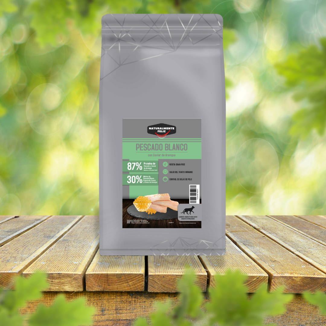 Pienso Gato de Pescado Blanco y Caviar de Arenque 100% Natural: 1,5kg La Mejor Opción Bienestar y Salud para tu Gato