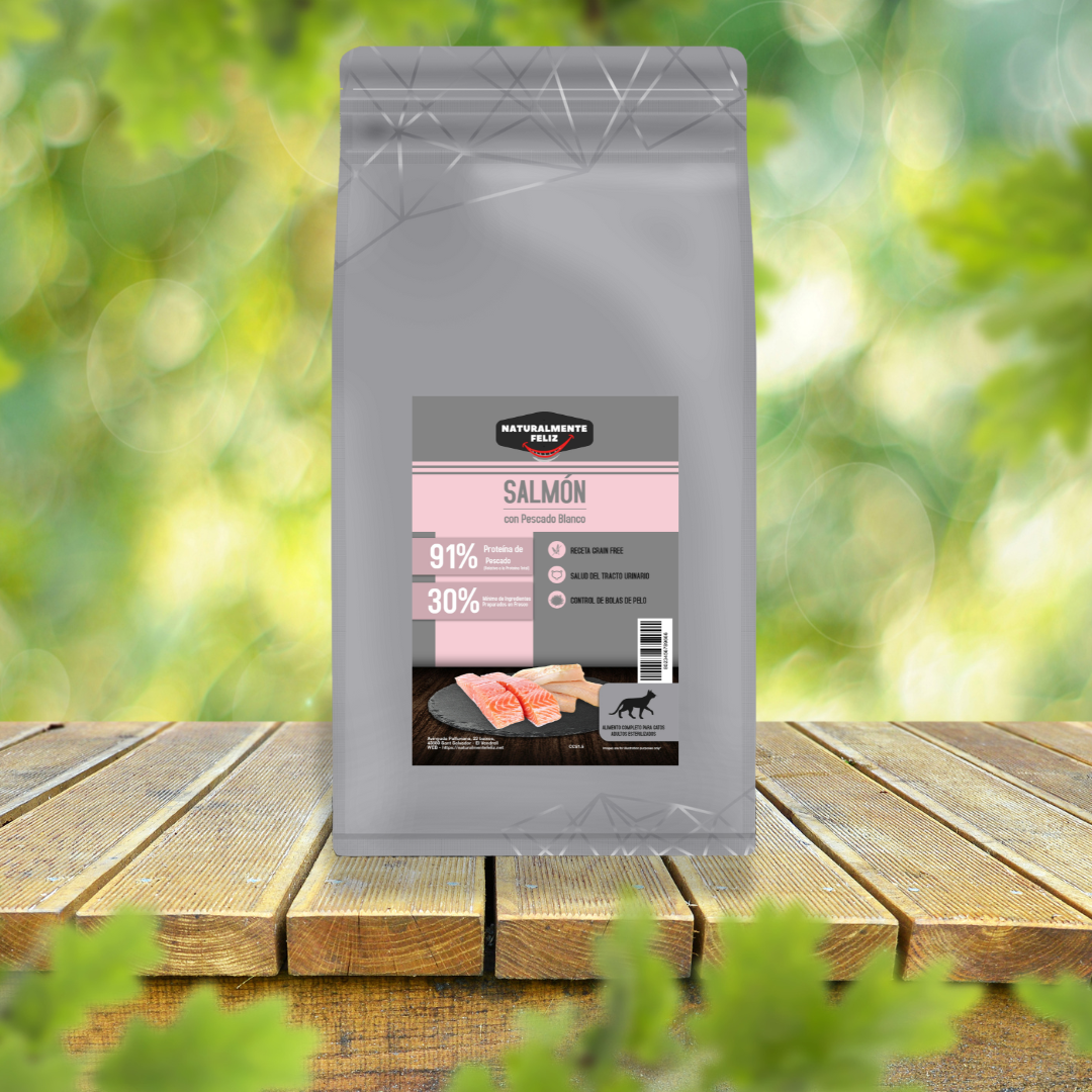 Pienso Gato de Salmón y Pescado Blanco 100% Natural 1,5 Kg Bienestar y Salud para tu Gato