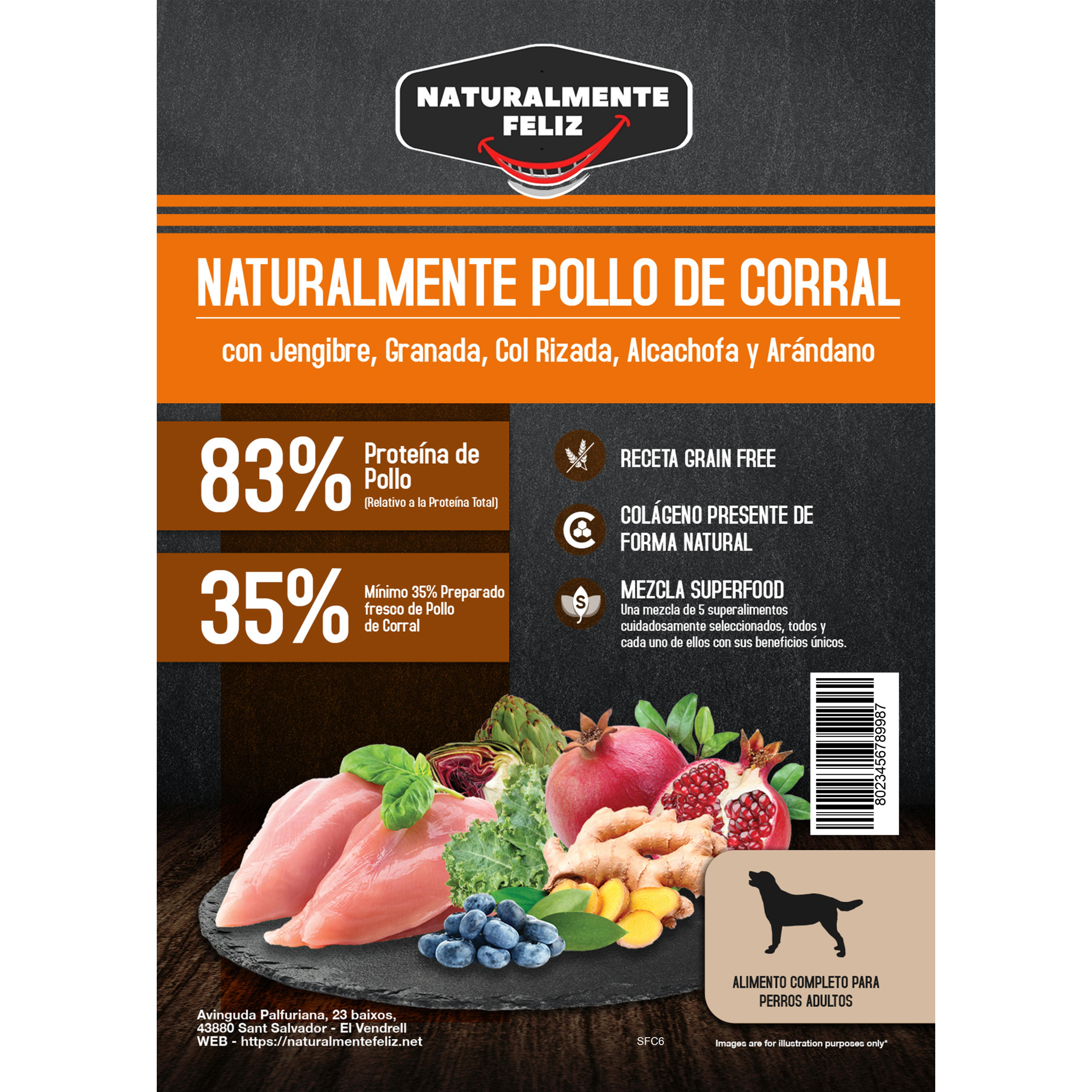 Pienso Perro Naturalmente Pollo de Corral con Super Alimentos -  6kg Pienso Seco para Razas Medianas / Grandes