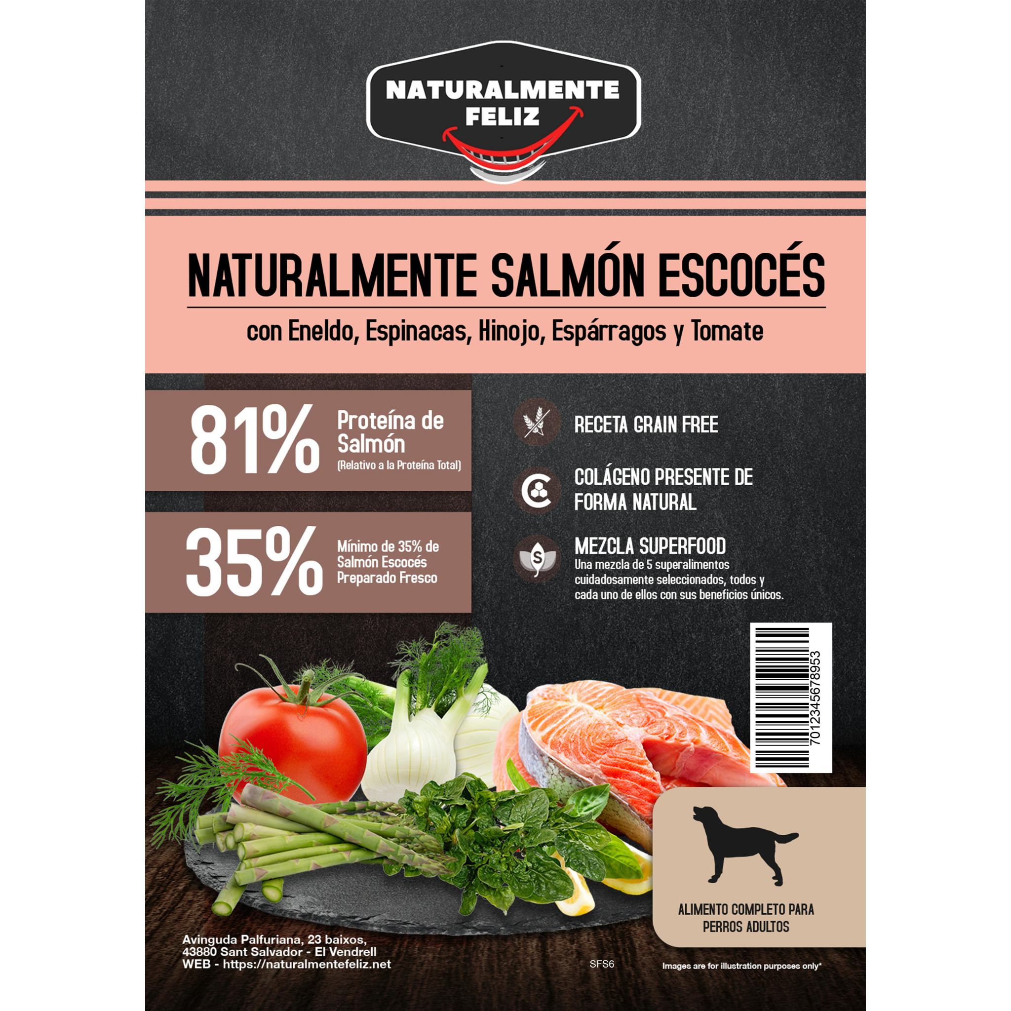 Pienso Perro Naturalmente Salmón Escocés con Super Alimentos - 6kg Pienso Seco Raza Mediana / Grande