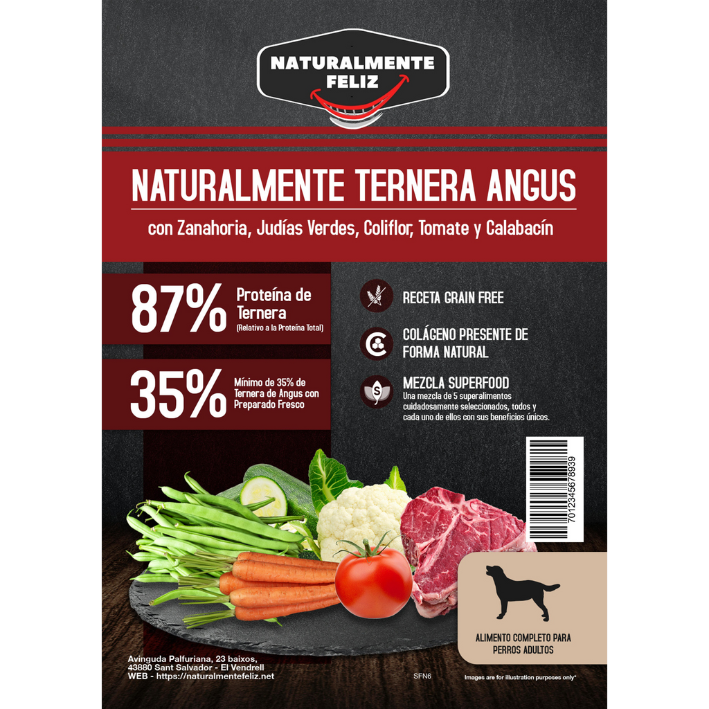 Pienso Perro Naturalmente Ternera Angus con Super Alimentos - 6kg Pienso Seco Raza Mediana / Grande 6kg