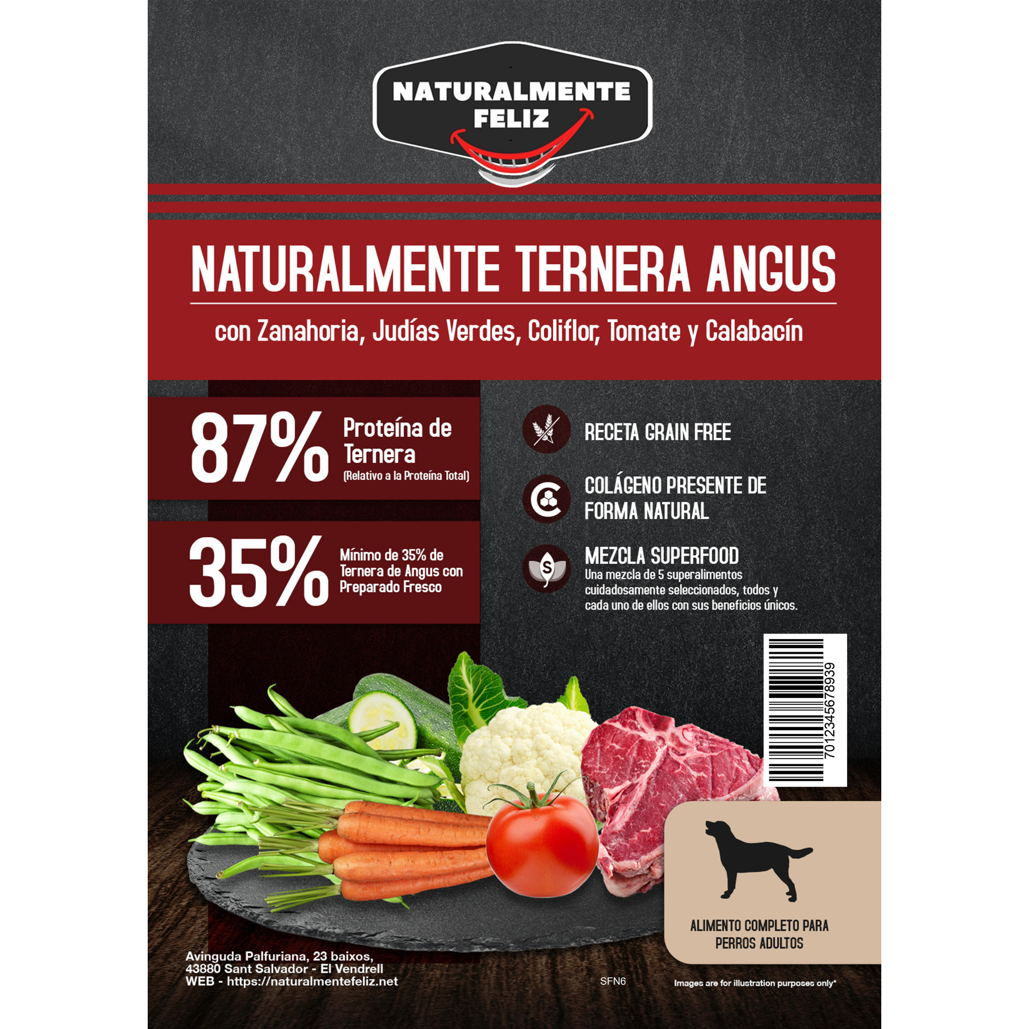Pienso Perro Naturalmente Ternera Angus con Super Alimentos - 6kg Pienso Seco Raza Mediana / Grande 6kg